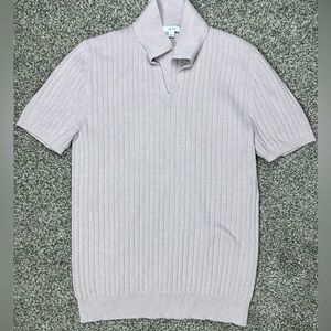 Reiss Polo, ribbed knit in Pink